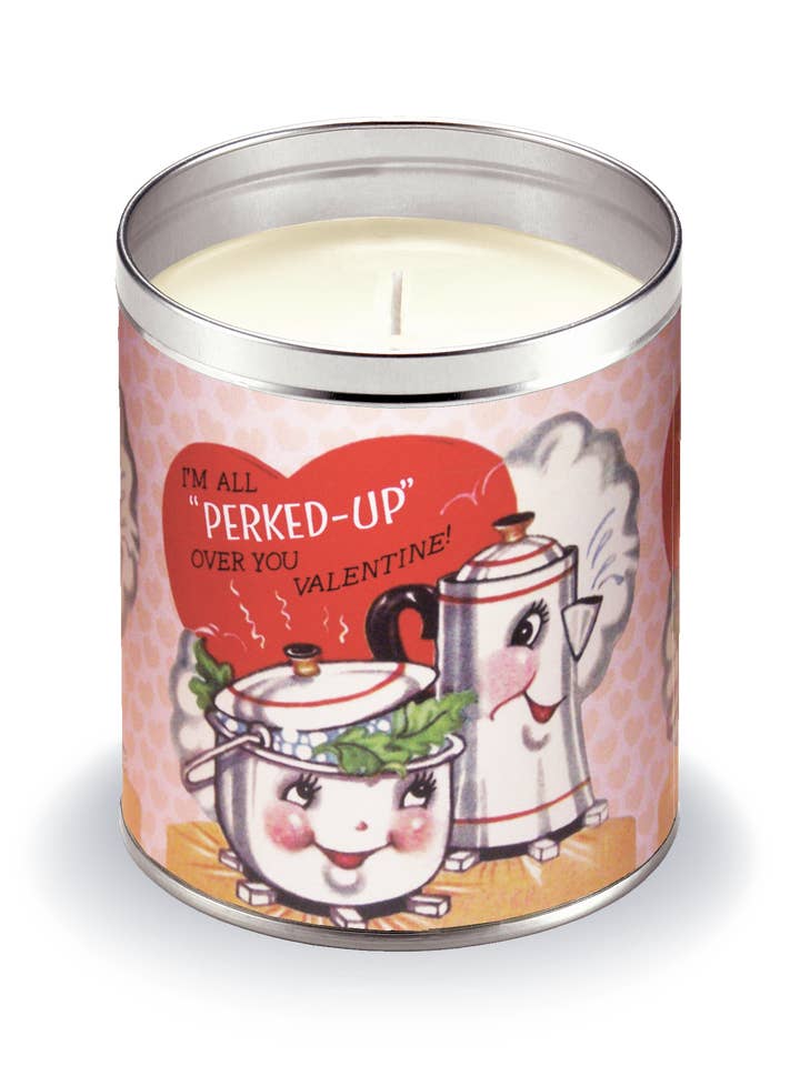 Vintage Valentine "I'm All Perked-Up" Candle for wholesale by Aunt Sadie's Candles