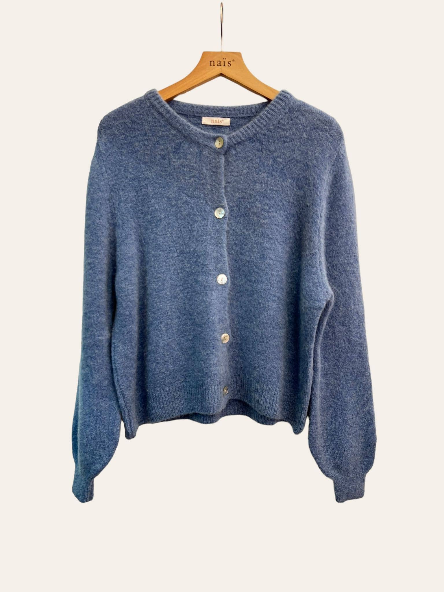 NAÏS PARIS - Wholesale Cardigan - Women's - SUPER FINE ALPACA SHORT BUTTON CREW NECK CARDIGAN20