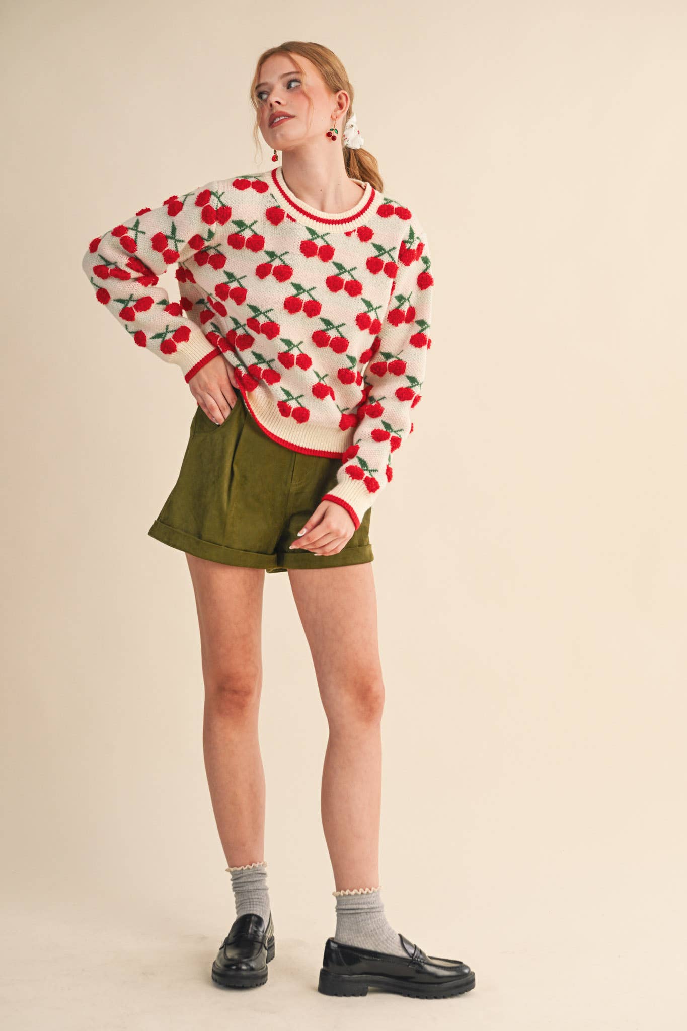 &MERCI - Wholesale Knit Sweater - Women's - FUZZY CHERRY SWEATER MSW1112215