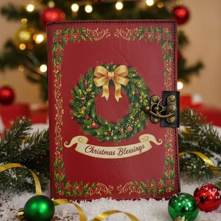 Diario de Navidad Festivo Diario de Cuero Hecho a Mano Papá Noel para venta al por mayor de MNM HANDICRAFTS