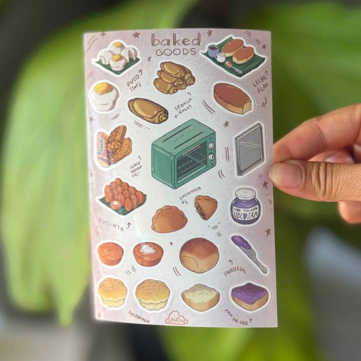 Claudine Castro Art - Wholesale Sticker - Filipino Baked Goods Sticker Sheet, Filipino food stickers0