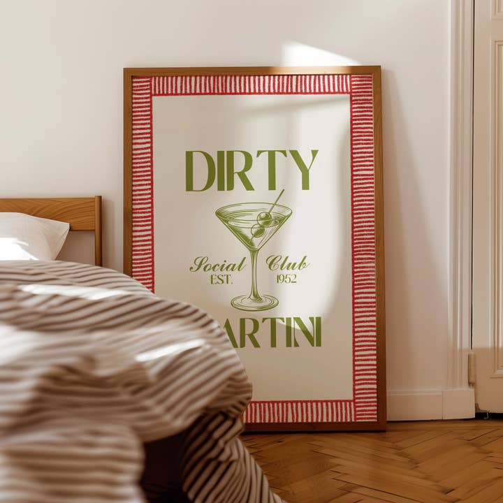 Dirty Martini Cocktail-Druck für den Großhandel von Pink Giraffe Print Co