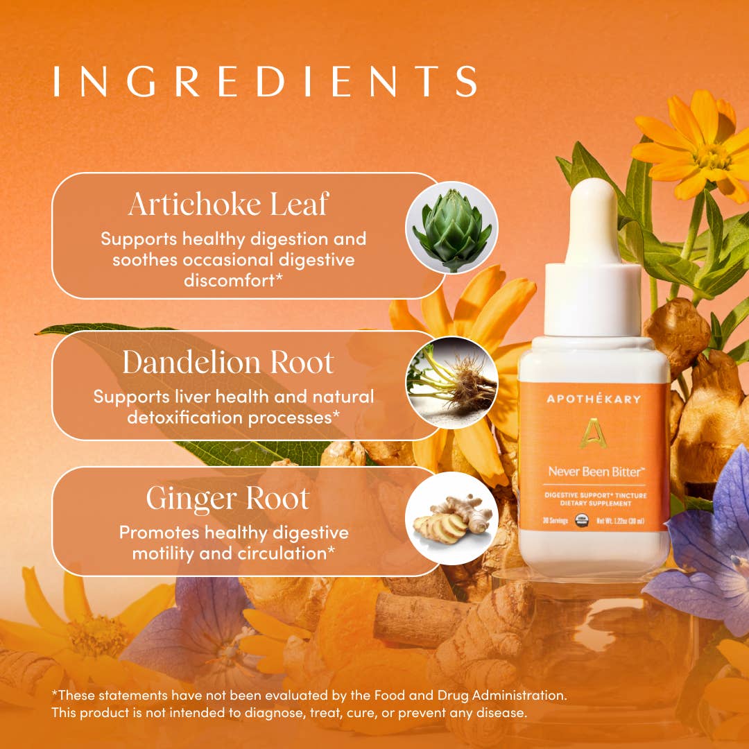 Apothékary - Vente Supplément oral/vitamine - Never Been Bitter™ - gouttes à base de plantes pour le soutien digestif et intestinal5