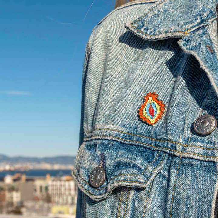 The Peach Fuzz - Wholesale Lapel Pin/Button - Vulva Mary Enamel Pin
