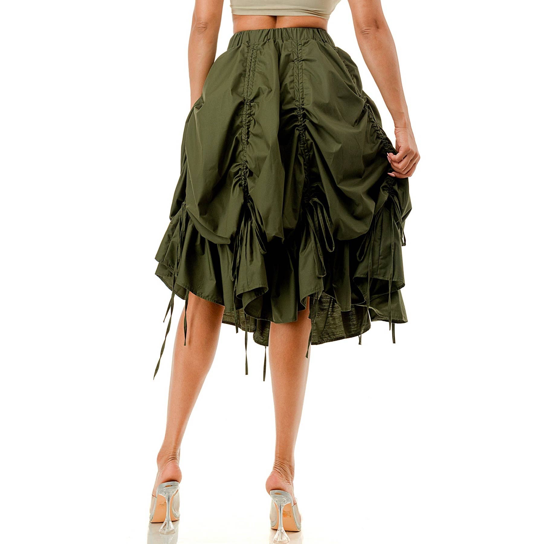 Esmeray Clothing - Wholesale Skirt - Women's - Plus Size Custom Chic Ruched Parachute Skirt4