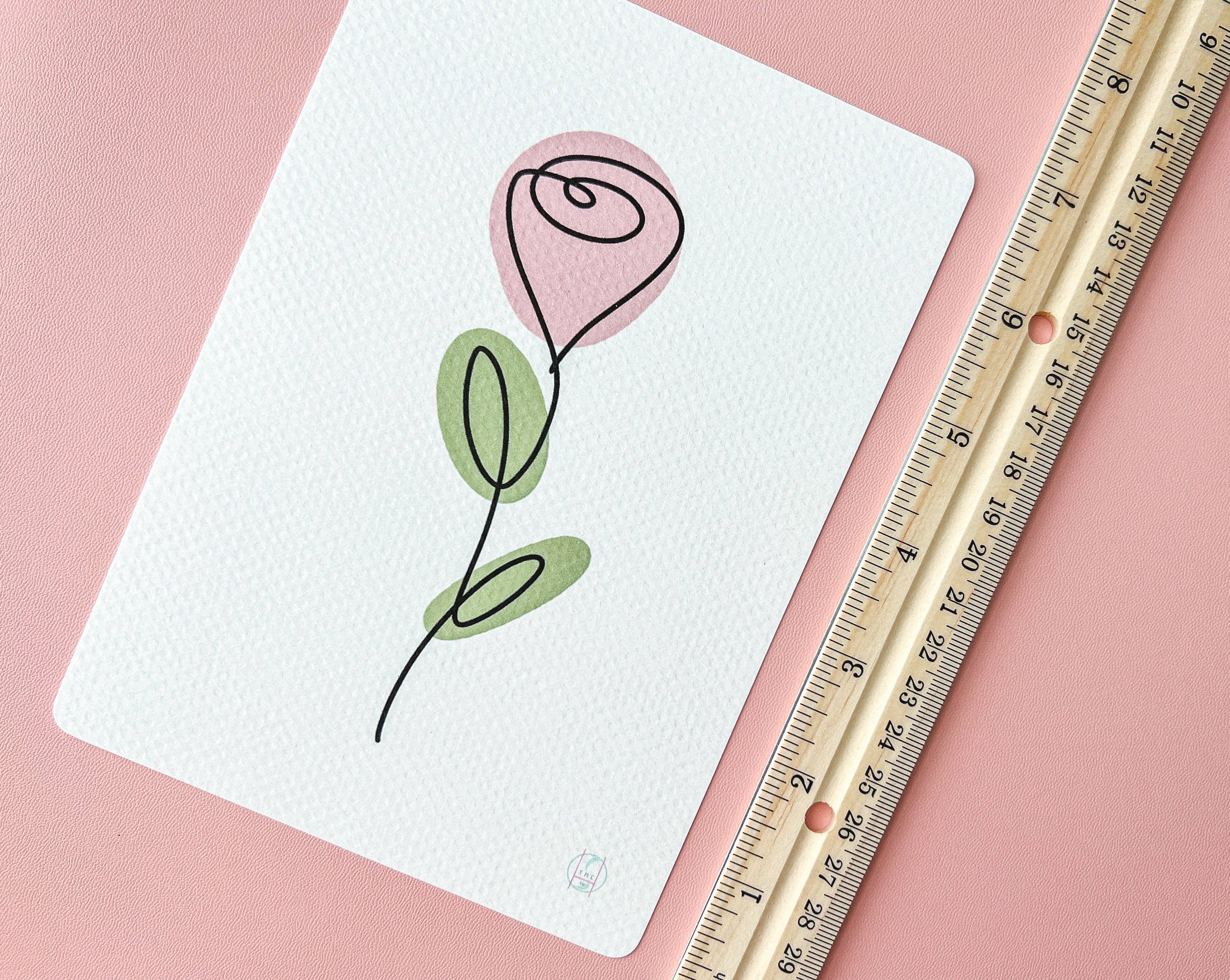 The Harpy Otter Co - Wholesale Art Print - Rose Line Art Print1