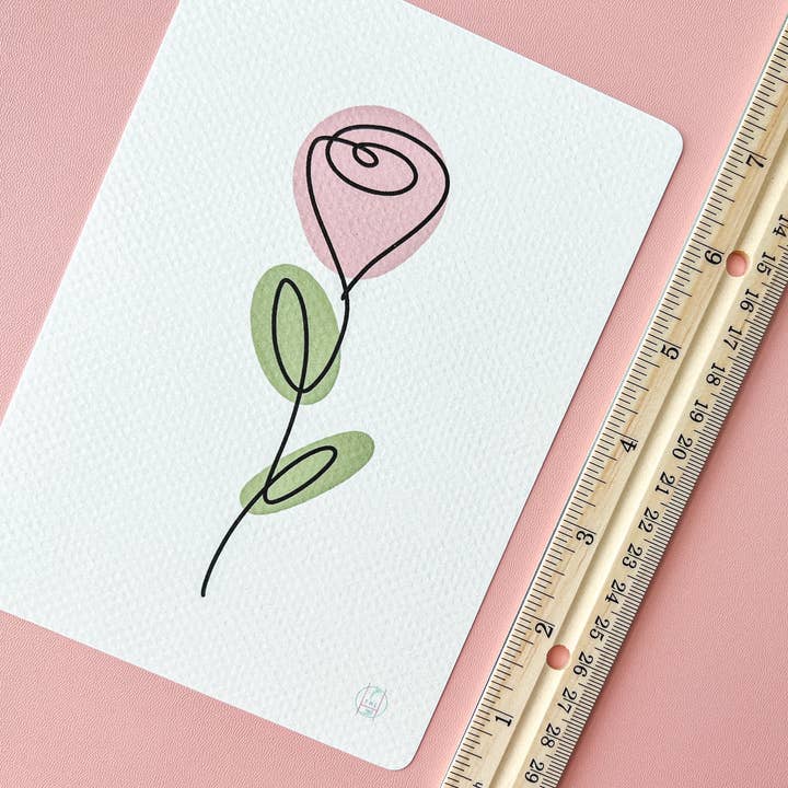 The Harpy Otter Co - Wholesale Art Print - Rose Line Art Print1