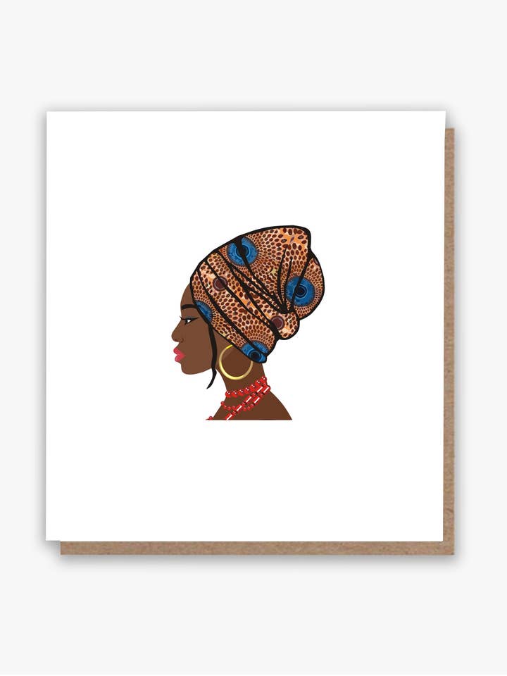 Brown Ankara Headwrap Queen π Birthday Card for wholesale by All Shades