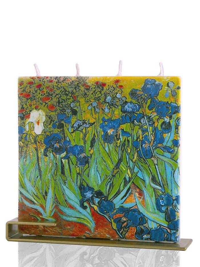 Platt handtillverkat 6" fyrkantigt ljus - Vincent van Gogh Irises för wholesale av Flatyz EU