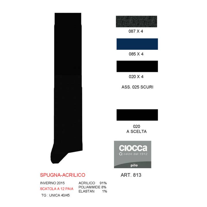 Men’ s long fleece socks - 3 pairs (813) for wholesale by Ciocca