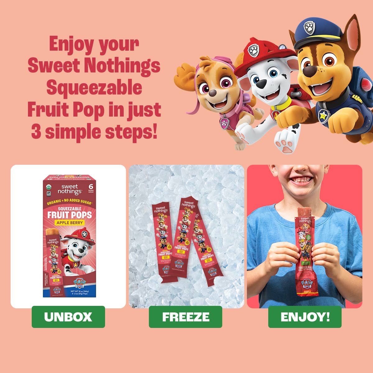 Sweet Nothings - Wholesale Fruit Snacks - Apple Berry Squeezable Fruit Pops - Freeze At Home2