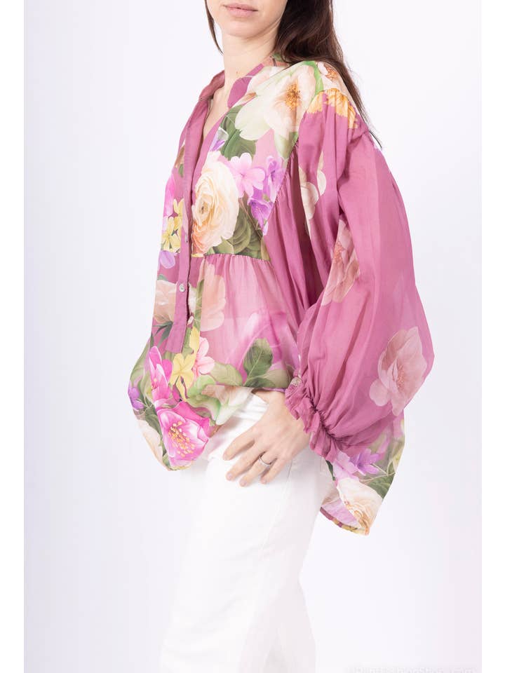 Happy look - Wholesale Blouse - Women's - Floral Blouse in Cotton Voile – Lightness & Femininity