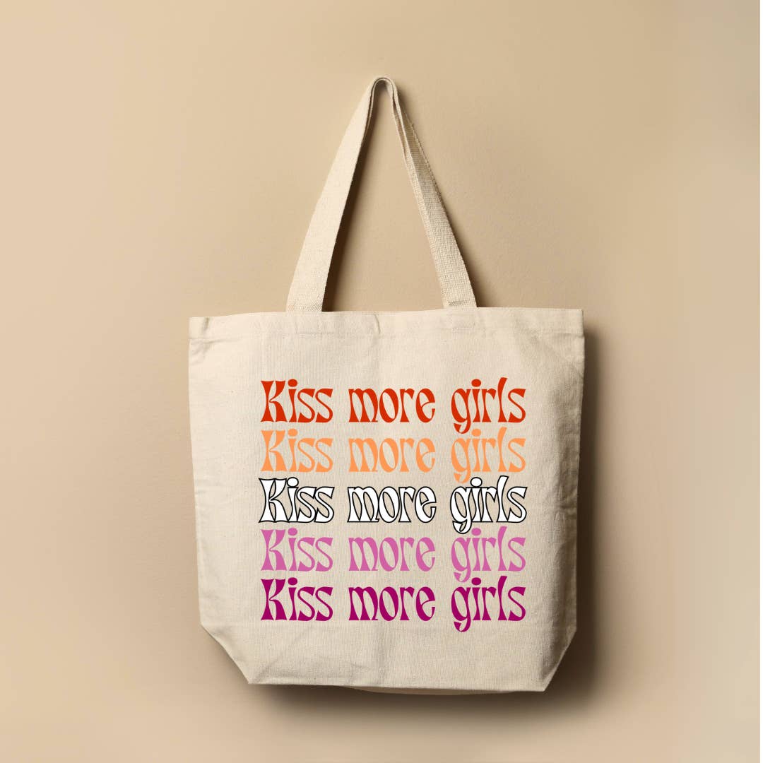 Indigo Maiden - Wholesale Tote Bag - Unisex - Kiss More Girls Lesbian LGBTQ+ Pride Tote Bag