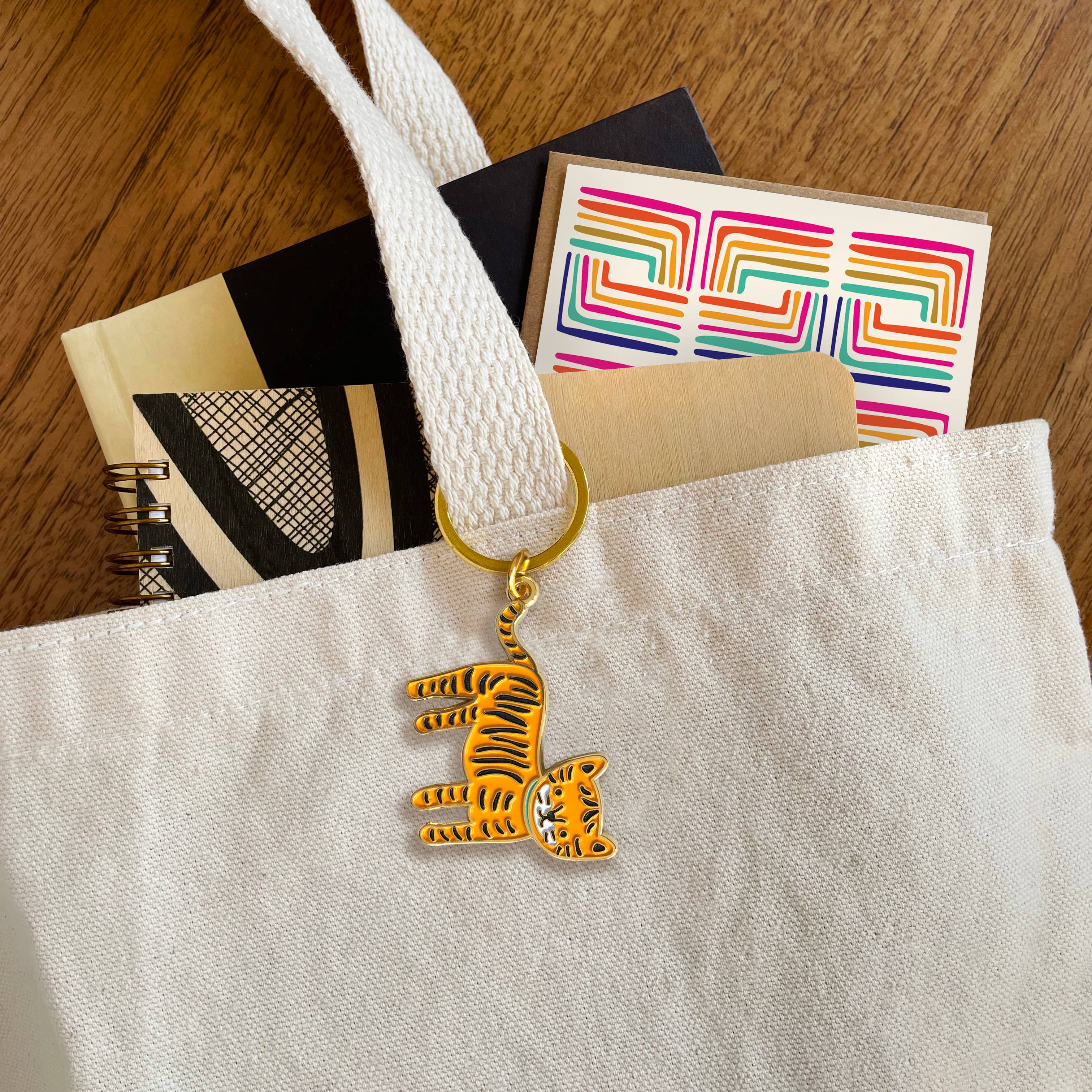 Night Owl Paper Goods - Wholesale Keychain – Women's - Lil' Tiger Enamel Keychain5