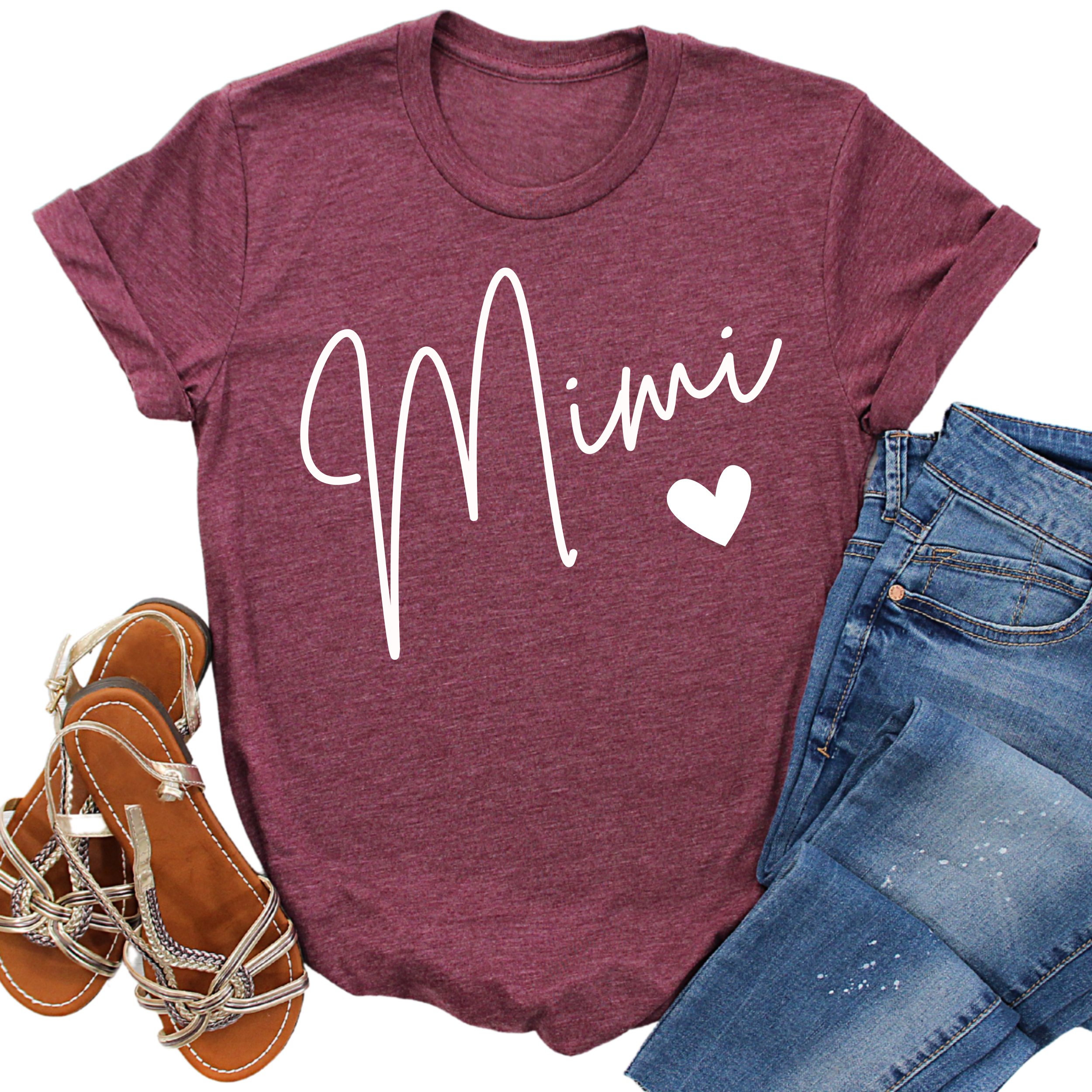 Epic Life  - Designed - Wholesale Screen Printed T-Shirt - Women's - Mimi Shirt with Heart - Grandma Gift - Cute Mimi T-Shirt for Women - Personalized Mimi Tee Gift for Grandma Mother's Day Shirt for Mimi0