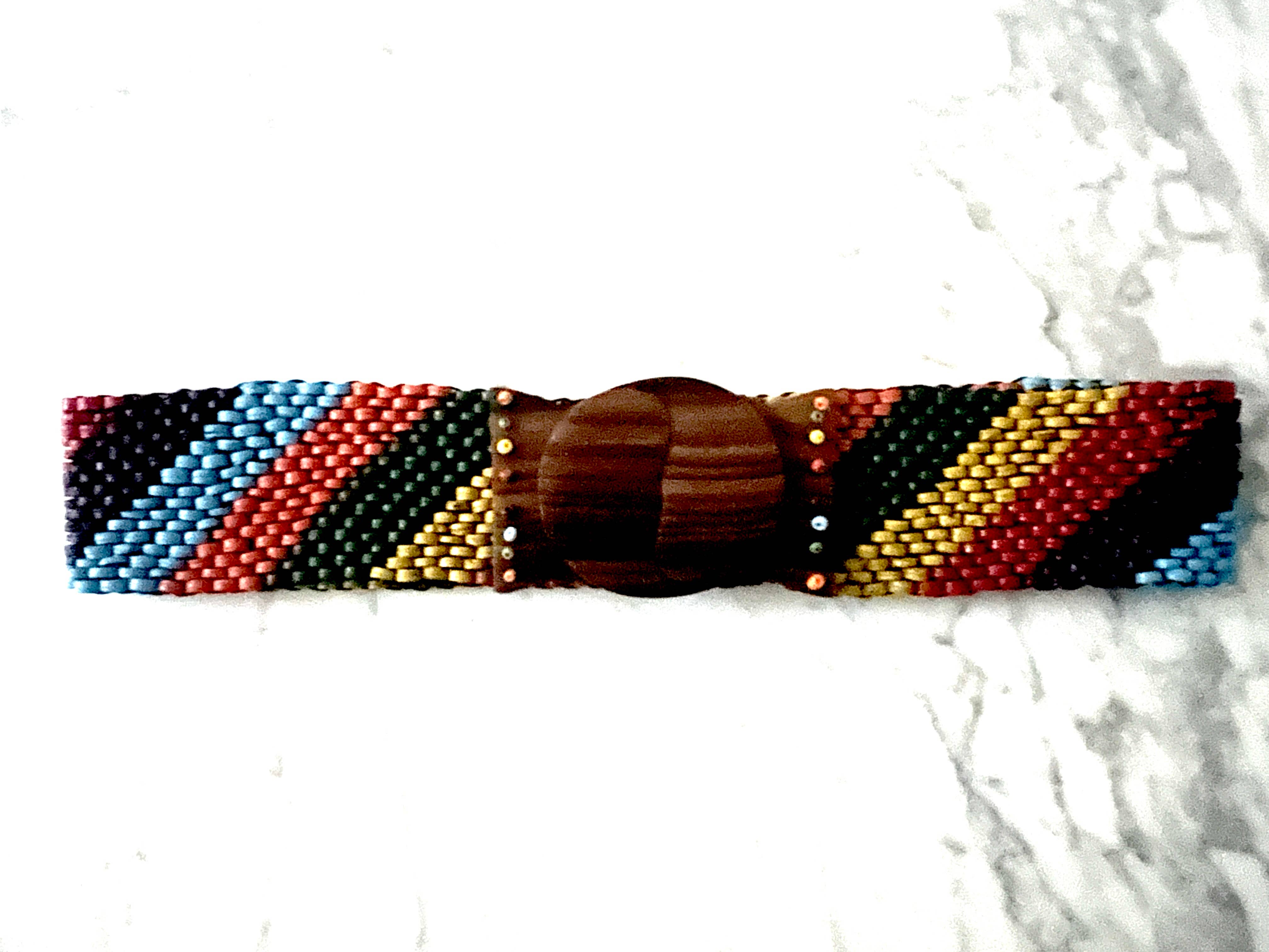 Erik & Mike - Wholesale Belt - Women's - Rainbow COCO Beaded stretch belt wood scroll.28"- 32" 0