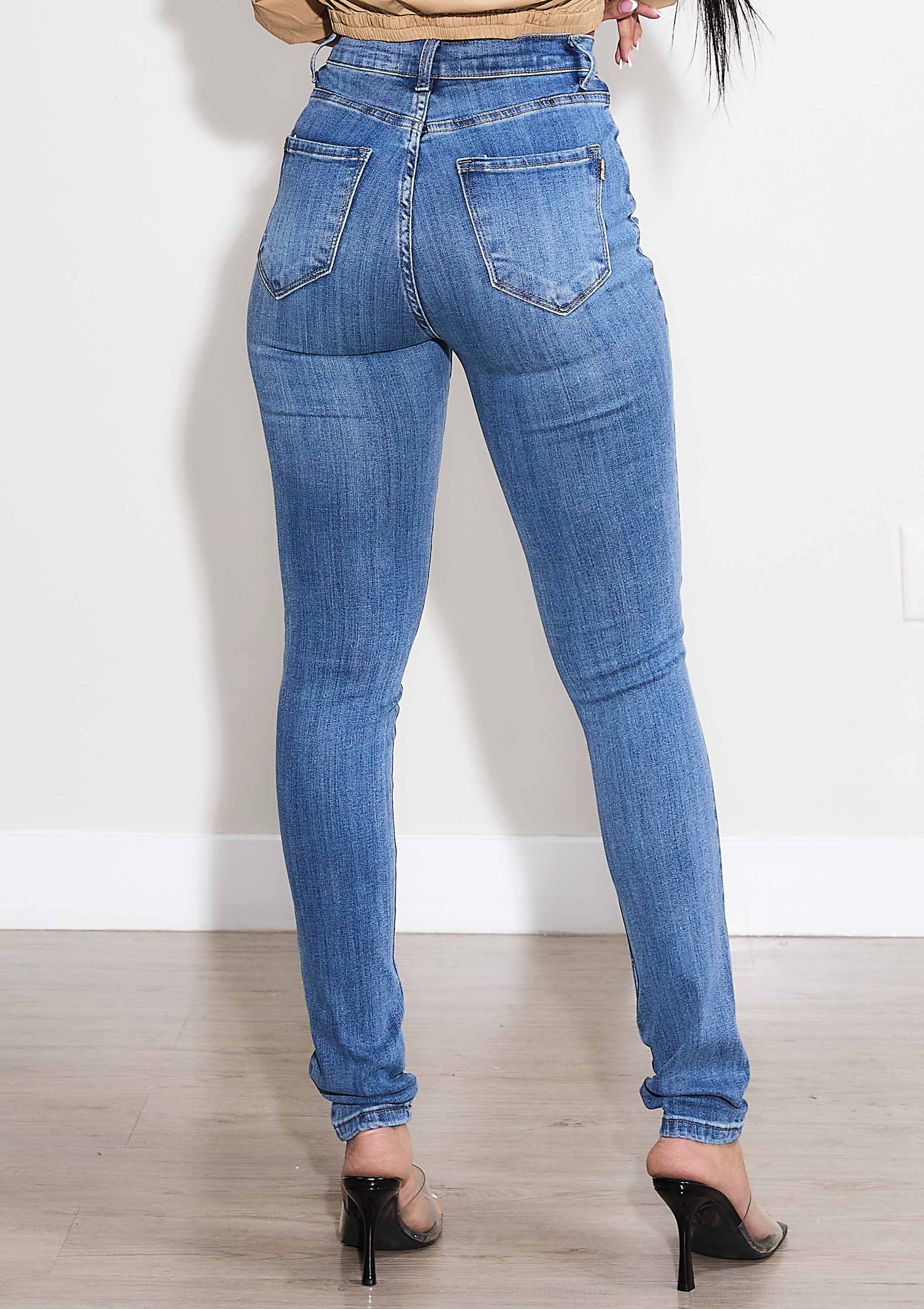 Medium Stone Love Language Skinny Jeans for wholesale on Faire2