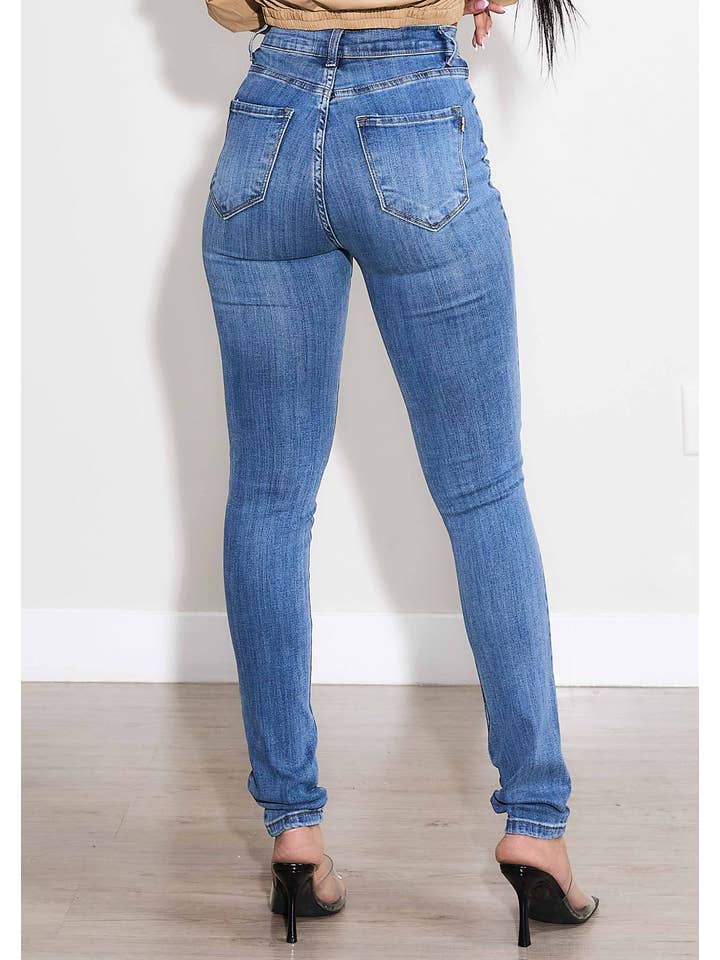 Medium Stone Love Language Skinny Jeans for wholesale on Faire2