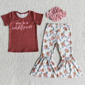 Cute Girls Fall Outfits  Floral Striped Tunic, Leggings & Scarf Set – Mia  Belle Girls
