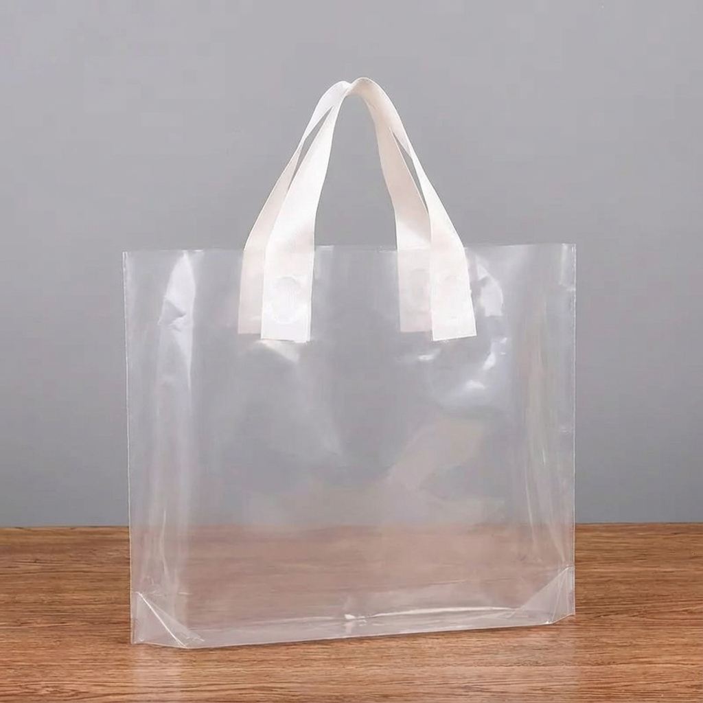 ByHome - Vente Pochette cadeau - 50 sacs cadeaux transparents en PVC de 3 tailles avec poignées blanches2