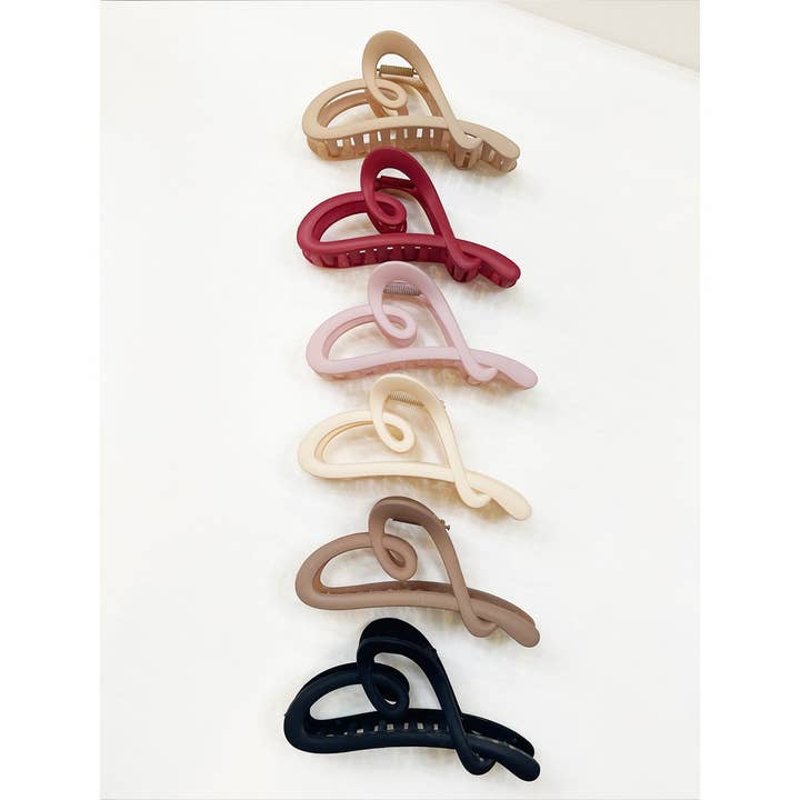 MIX COLOR Matte Heart Hair Claw Clip for wholesale on Faire