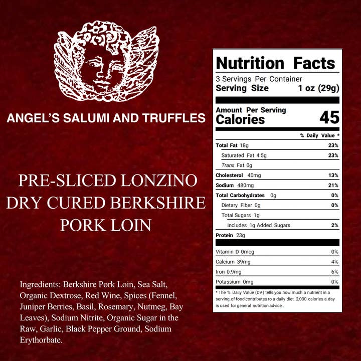 Angel's Salumi & Truffles - Wholesale Pork - Pre-Sliced Berkshire Pork Lonzino (3oz)