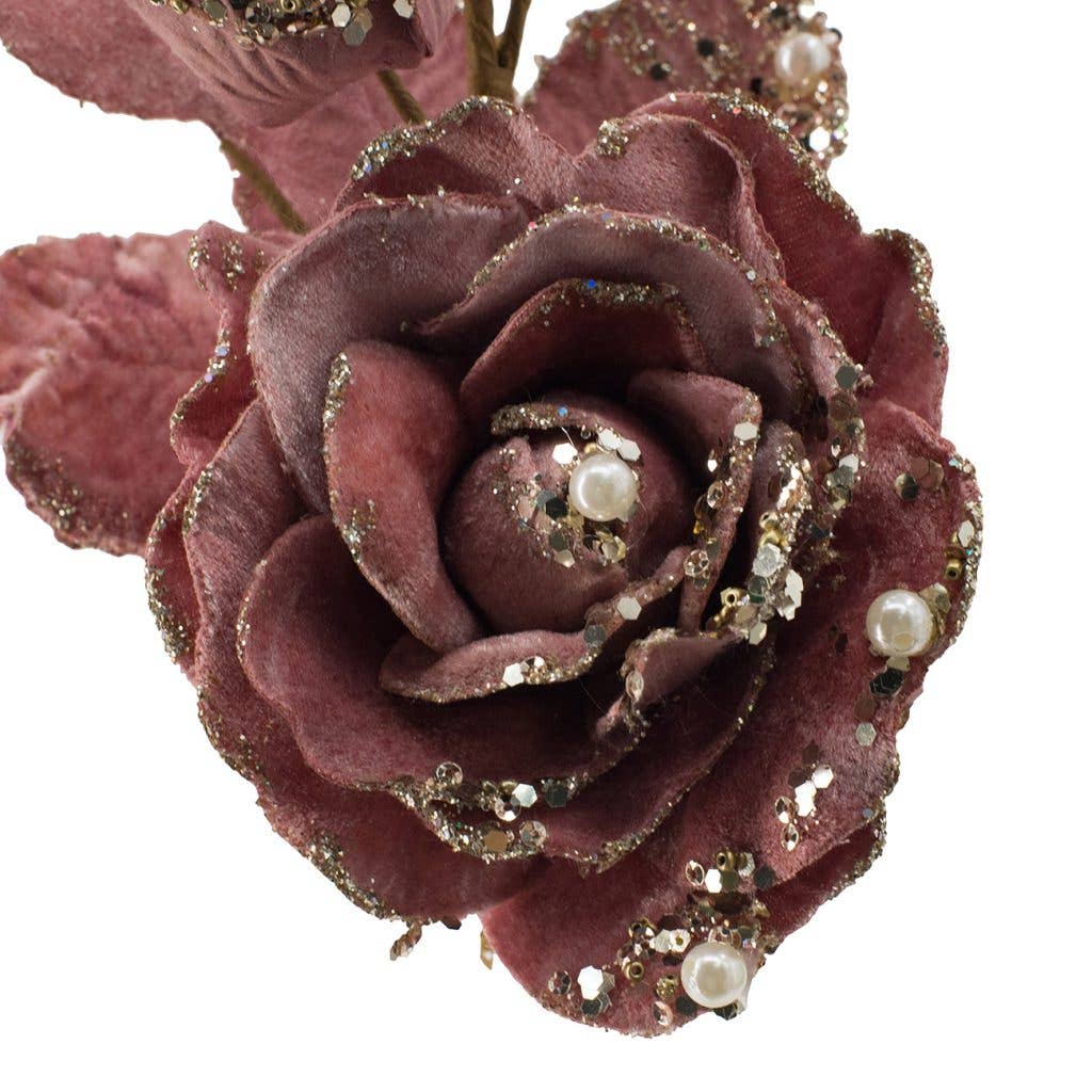 A&B Home Group Inc. – Großhandel Weihnachtsschmuck – 6,5x3,5x18" Staubige Rosa Rosenstiel 72ST/KTN1