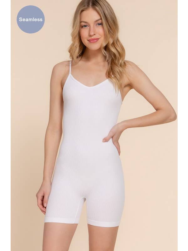 Active Basic | Active USA - Wholesale Romper - Women's - V Neck Fitted Seamless Cami Romper5