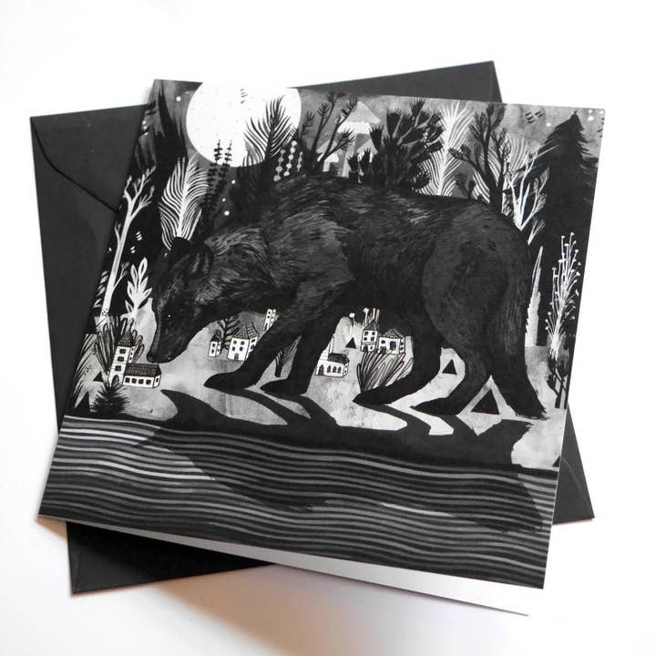 Black Shuck//Firkantet lykønskningskort for engroshandel hos Sandra Dieckmann