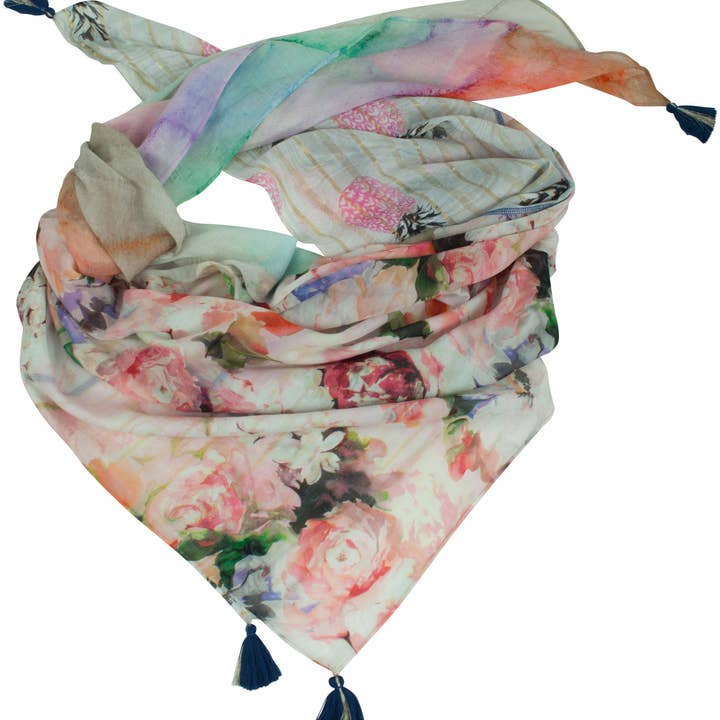 Grand paréo XL en coton et modal imprimé pour la vente par Shirin Sehan