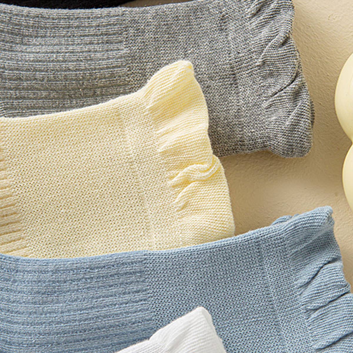 ACCITY - Wholesale Socks - Women's - Thin Solid Ruffle Crew Socks For Summer_CWMS13748