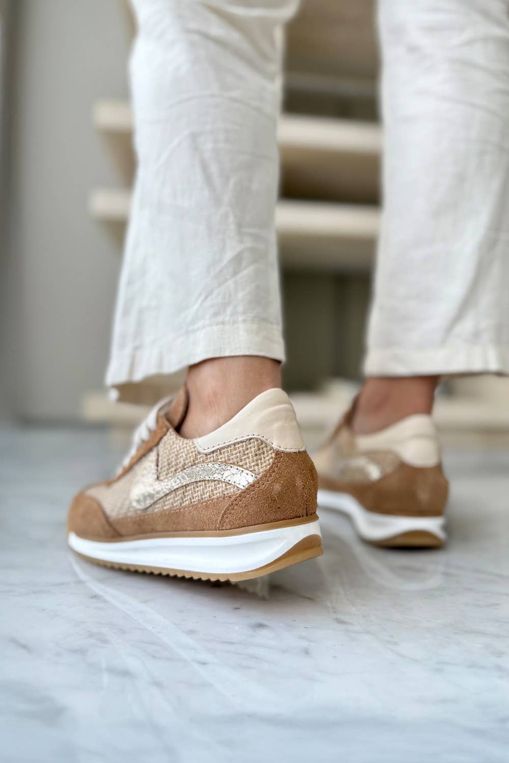 PMK SHOES - Wholesale Lifestyle Sneakers - Women's - Poema - Camel - Handmade Cow Leather Sneakers3