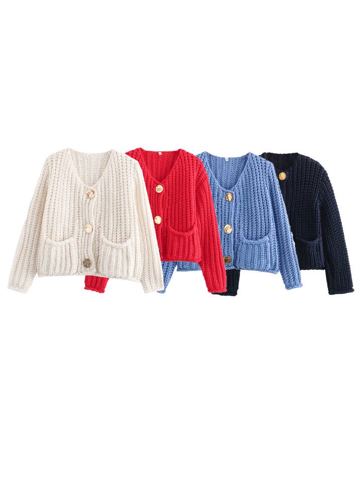 Sweetkama - Wholesale Cardigan - Women's - Ladies Trendy Solid Color Chunky Cardigan SKT4637