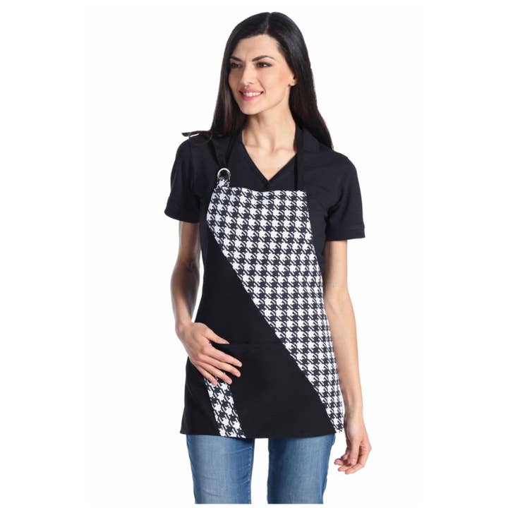 West Rose abbigliamento professionale - Wholesale Apron - STELLA BLACK PIED DE POULE WORK APRON