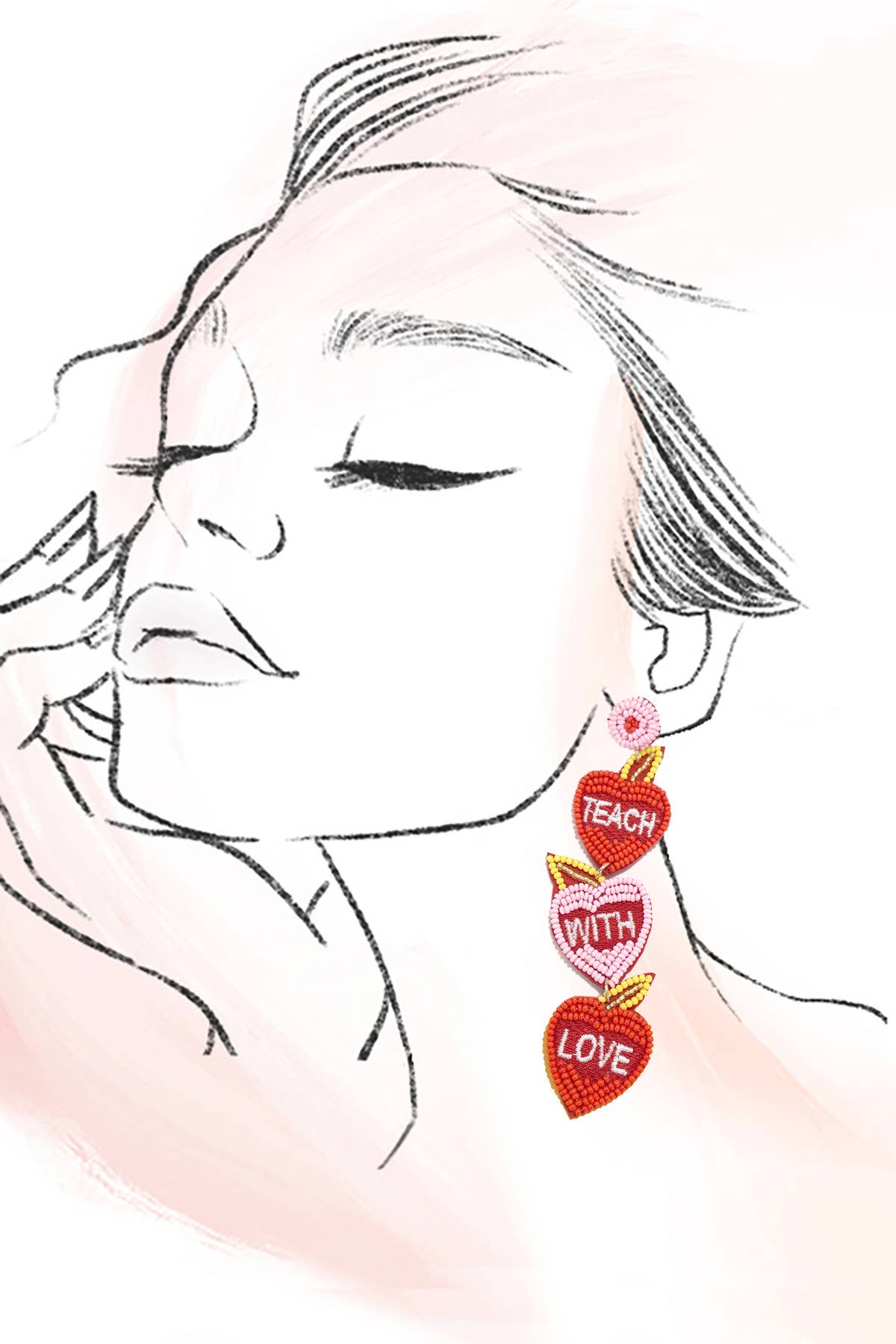 Lyserød SKOLELÆRER UNDERVISER MED KÆRLIGHED ØRERINGE | 91E5177 for engroshandel på Faire2