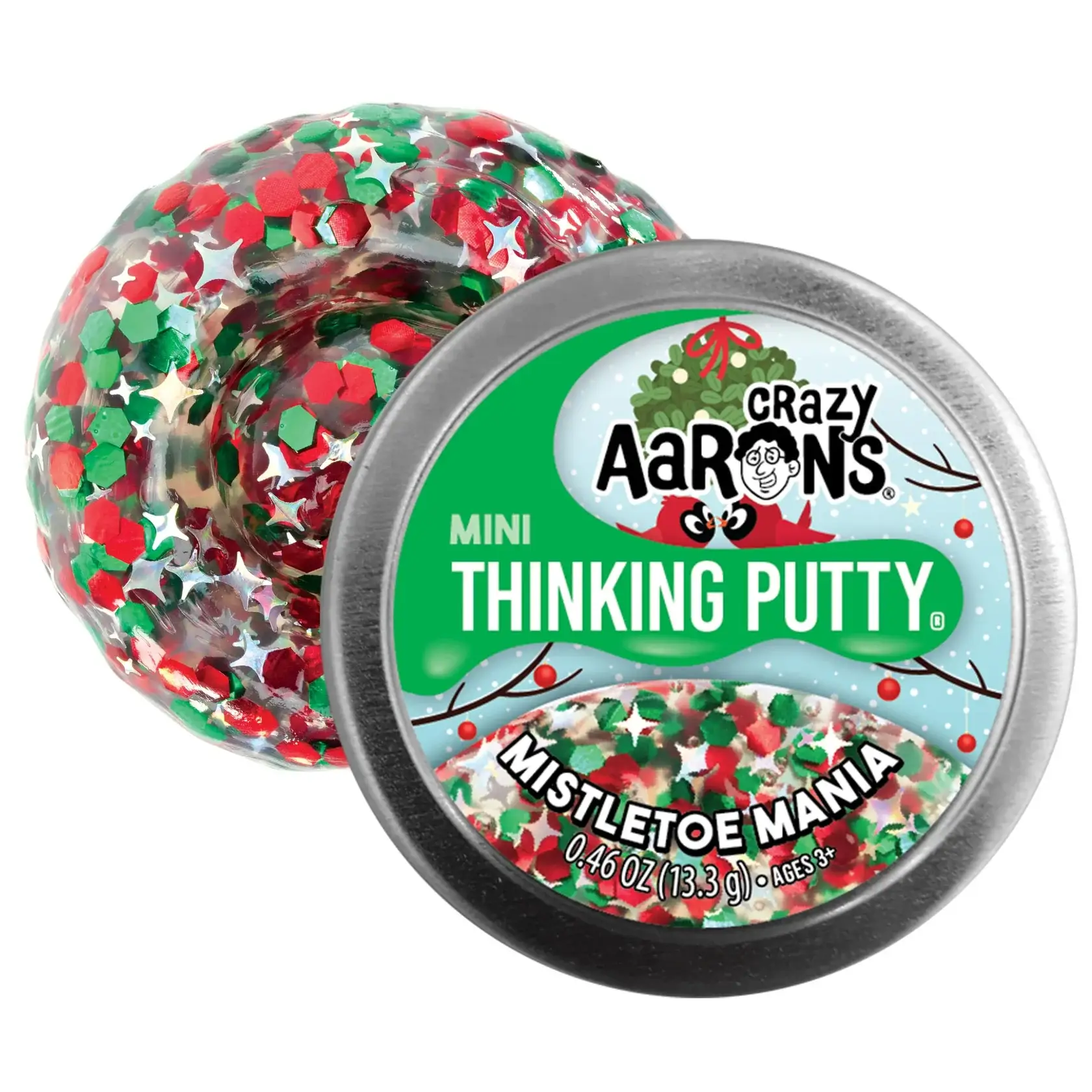 Crazy Aaron's - Vente Pâte ingénieuse/slime – enfant - Mini Mistletoe Mania - Boîte de Pâte à Modeler Réfléchissante de 5 cm0