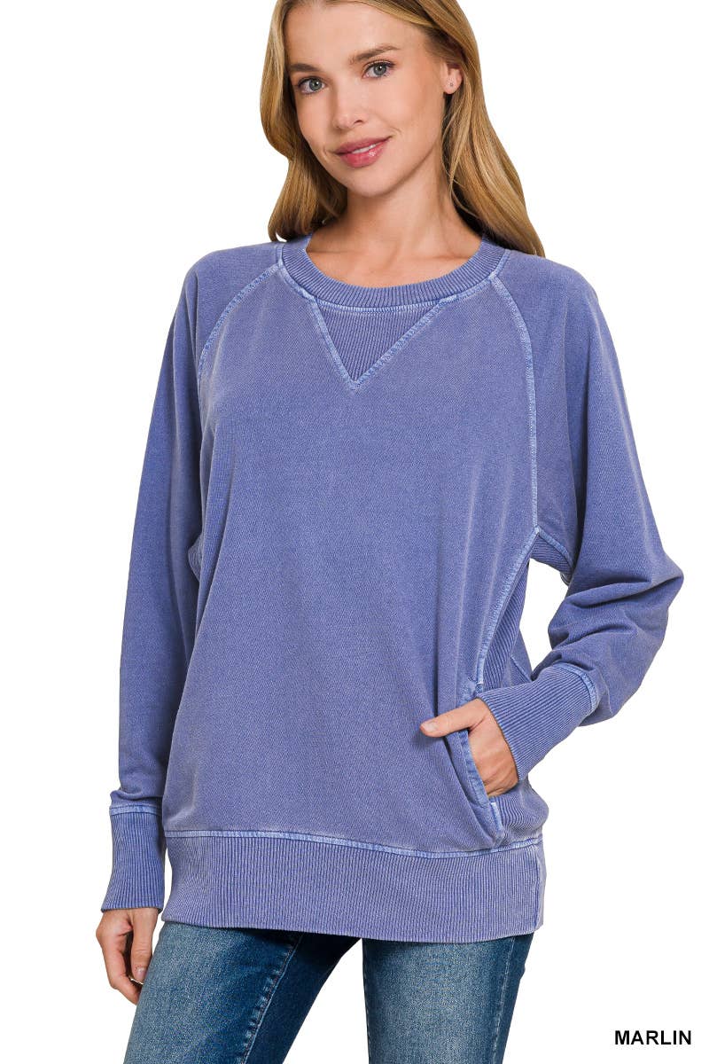 42POPS - Wholesale Sweatshirt - Women's - ',,,, Washed French Terry Pullover With Side Pockets9