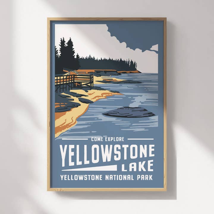 Yellowstone Lake Travel Poster for wholesale by Recollection Project