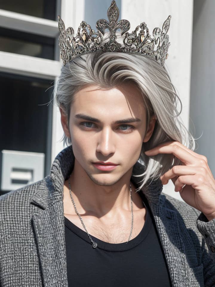 Män Fleur De Lis Full King Silverkrona, 24 tum, storlek XXL för wholesale av Happy Dream Gifts