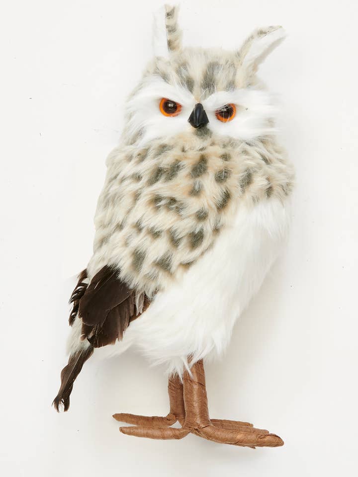 14" Standing Spotted Snow Owl for wholesale by WORTH IMPORTS