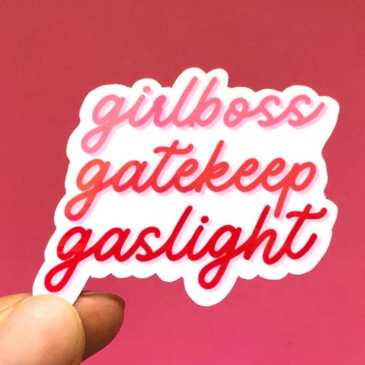 Girlboss, Gatekeep, Gaslight Sticker | Funny Laptop Decals | Aesthetic Sticker for wholesale by The Colorful Place