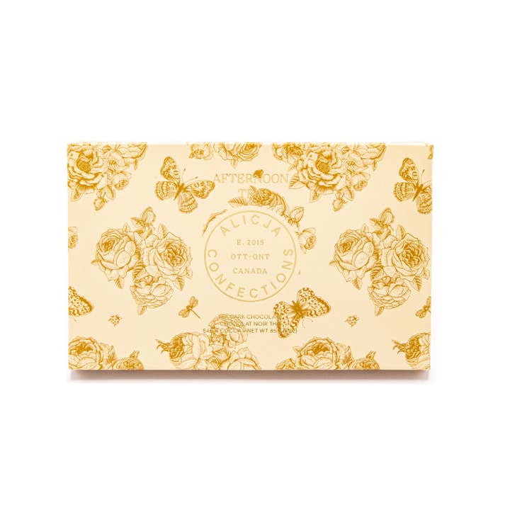 Afternoon Tea Vegan Dark Postcard Chocolate Bar for wholesale by Alicja Confections