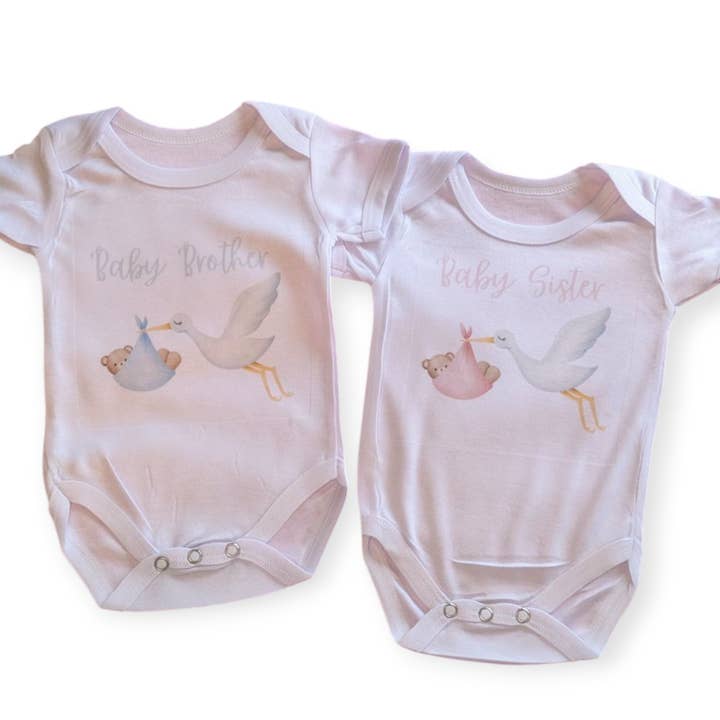 Baby Brother Baby Sister Sibling Baby Bodysuits for wholesale by Islys wonders