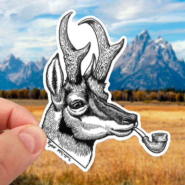VINYLAUFKLEBER: Geräuchertes Gabelhorn (Stoic Americana) (4 Zoll) für den Großhandel von Ryan McCulloch Art