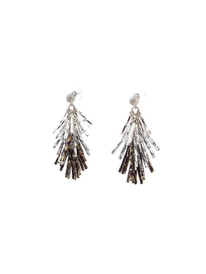 Starlit Cascade Bead Earrings Silver Post for wholesale by Le Zohar