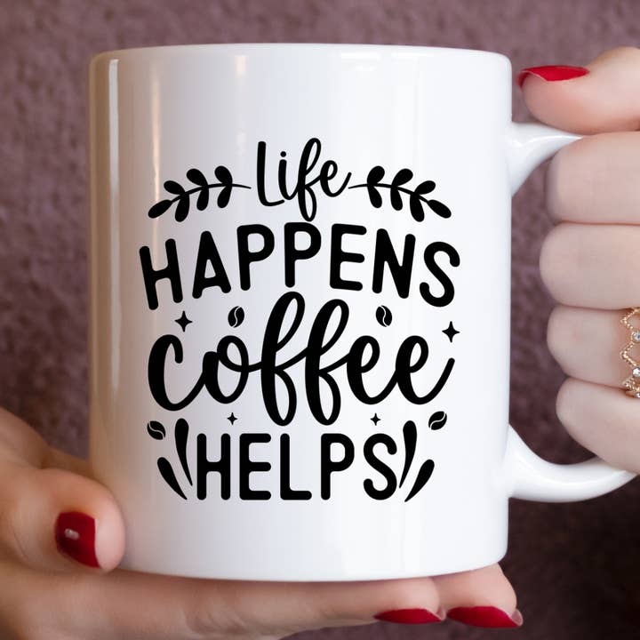 Vie Happens Coffee Helps Mug pour la vente par Mug Boss Inc.