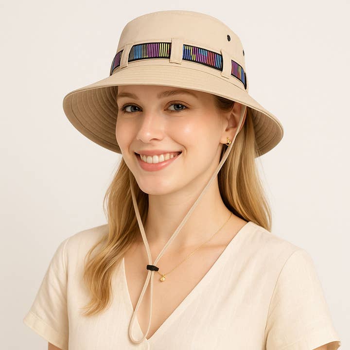 AK Brand - Wholesale Bucket hat – Women's - Wide Brim Bucket Hat with Colorful Ribbon Trim Breathable Mesh Lining and Adjustable Chin Strap for Outdoor Use23