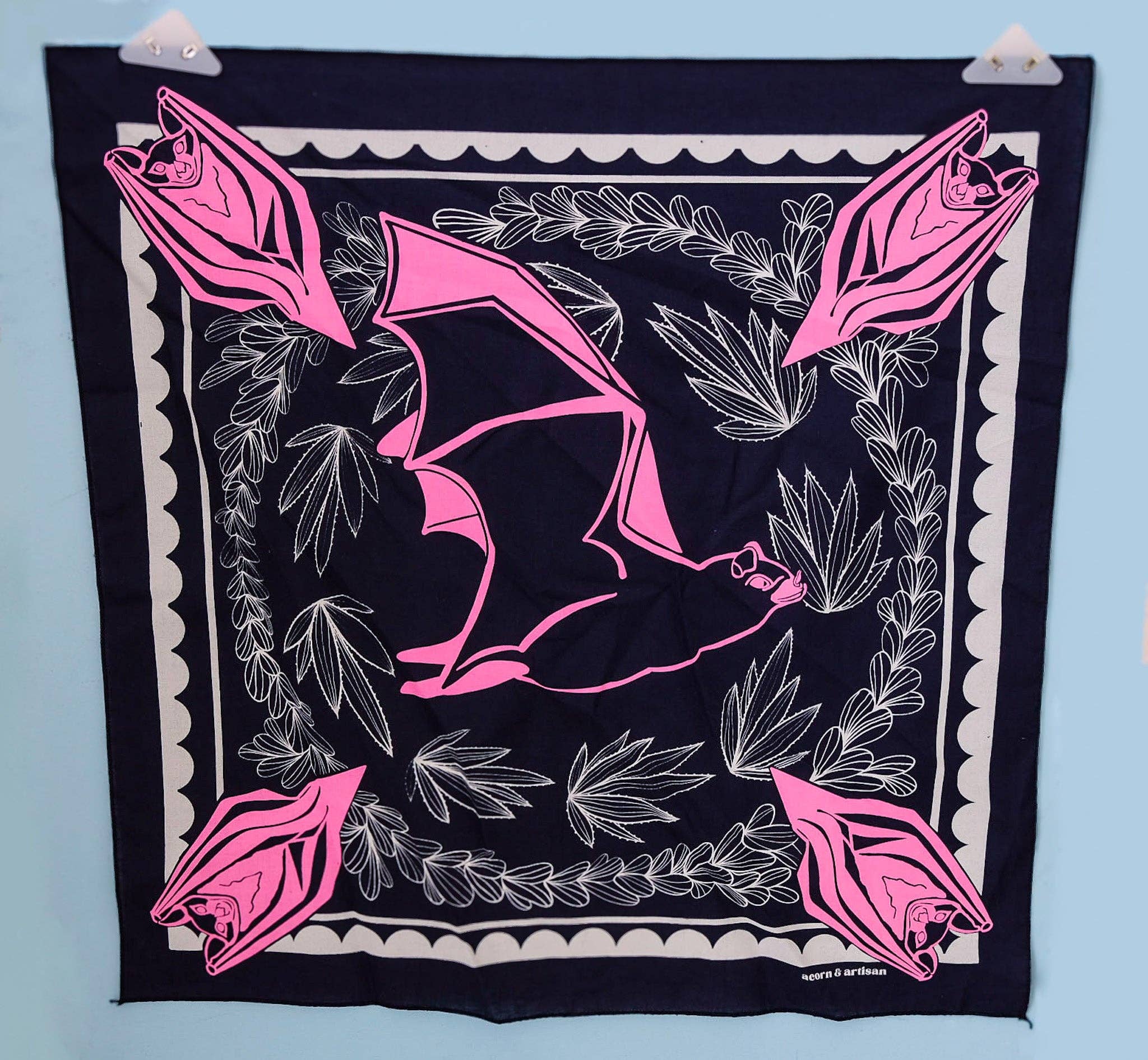 Acorn & Artisan - Wholesale Bandana - Unisex - Bat Bandana | Long-Nosed Bat Nature Accessory4