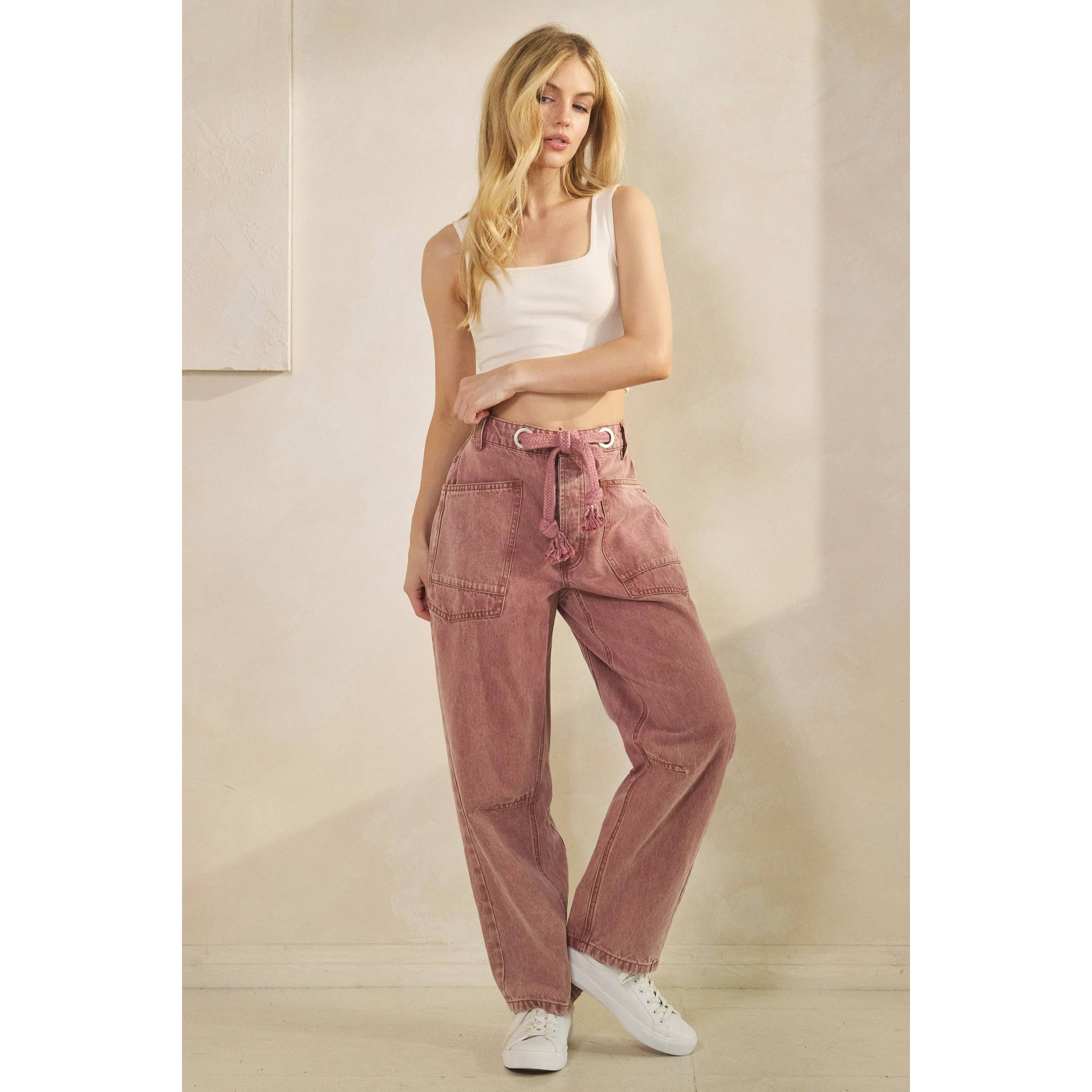 Sage + Fig - Wholesale Pants - Women's - VINTAGE ROPE TIE DENIM (SP7988)3