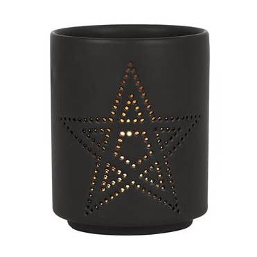 Small Black Pentagram Cut Out Tealight Holder for wholesale by Green Tree